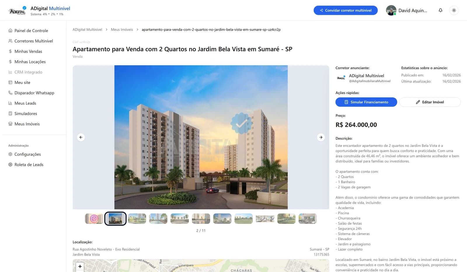 Captura de tela do projeto ADigital Multinível